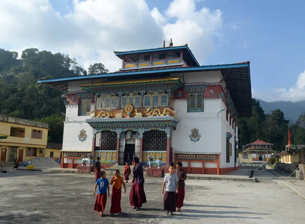 Phudong Manastırı Nda Oynayan Çocuk Keşişler Kuzey Sikkim Hindistan Büyüleyici — Stok fotoğraf