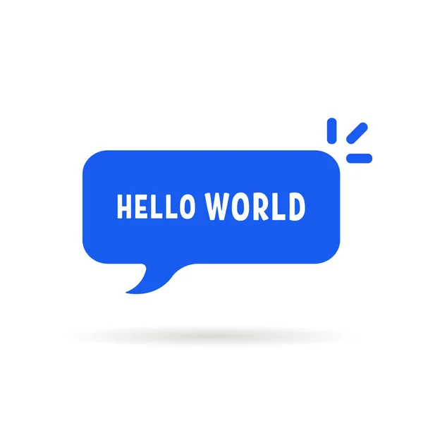Blue Speech Bubble Hello World Simple Flat Cartoon Style Trend — Stock Vector