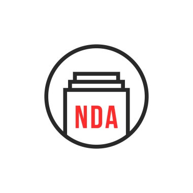 nda or non-disclosure agreement icon. flat simple label style trend modern doc logotype graphic art design isolated on white background. concept of contract between two partners or important paperwork