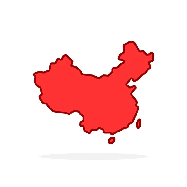 红色卡通画中国简朴的图标 中国国家边界的概念 平面趋势现代最小线形标志图形艺术设计在白色背景下孤立的信息要素 图库插图