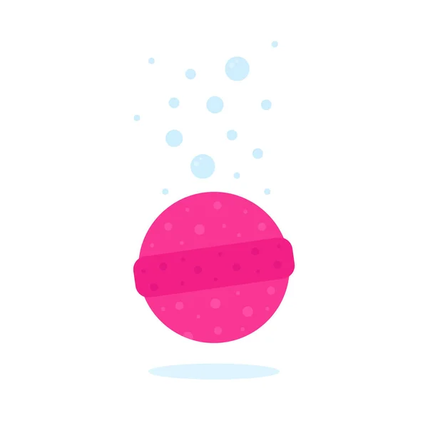 Pink Bath Bomb Soap Bubbles Cartoon Flat Style Trend Modern — Stock Vector