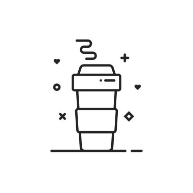 simple thin line coffee paper cup. concept of takeaway hot drink and take out or away tea. stroke flat trend modern hipster lifestyle coffe to go logotype graphic lineart minimal design element