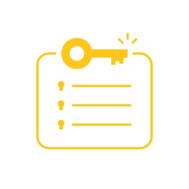 minimal key takeaway yellow checklist. concept of highlight the main points in the report or text and basic moments in document or book. flat simple trend modern logo graphic design isolated on white