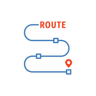 thin line route with waypoints. concept of delivery place or land mark for trip. flat linear style trend modern simple easy way logotype graphic design infographic element isolated on white background