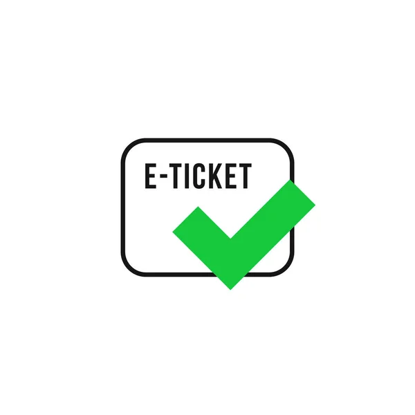 Biglietto Elettronico Lineare Con Segno Spunta Piatto Semplice Biglietto Moderno — Vettoriale Stock