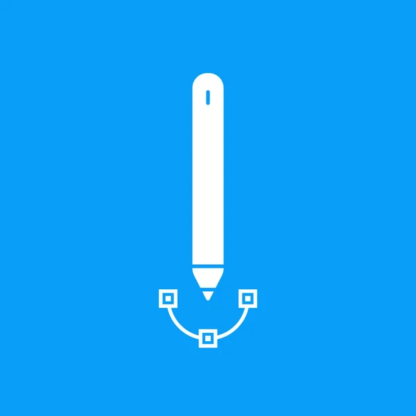 像笔一样的白色数字铅笔 使用现代技术很容易创建插图的概念 平面卡通风格趋势电子铅笔标识图形艺术设计隔离在蓝色背景下 — 图库矢量图片