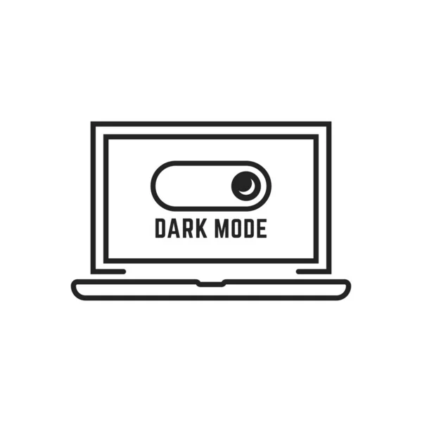 Black Darkmode Switch Linear Laptop Flat Style Trend Modern Minimal — Stock Vector