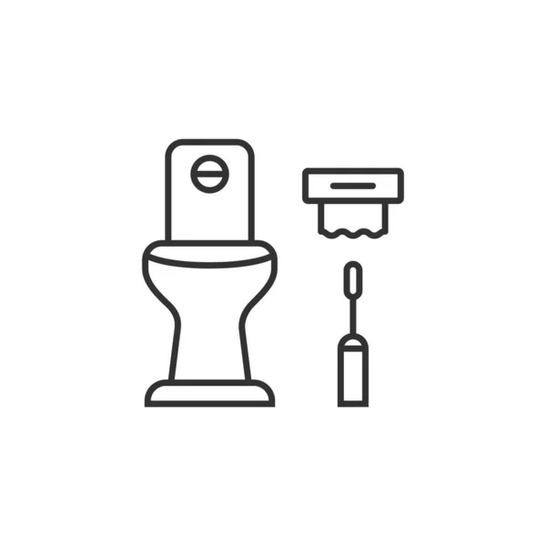 Banheiro Linear Preto Com Banheiro Conceito Itens Sala Descanso Emblema — Vetor de Stock