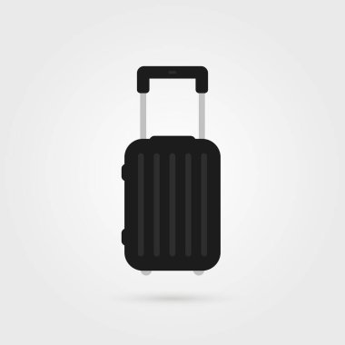 siyah basit seyahat valiz ikonu. Seyahat, dinlenme ve deniz seyahati için valiz konsepti. düz stil trend modern yaz zamanı vaka logoti grafik tasarımı
