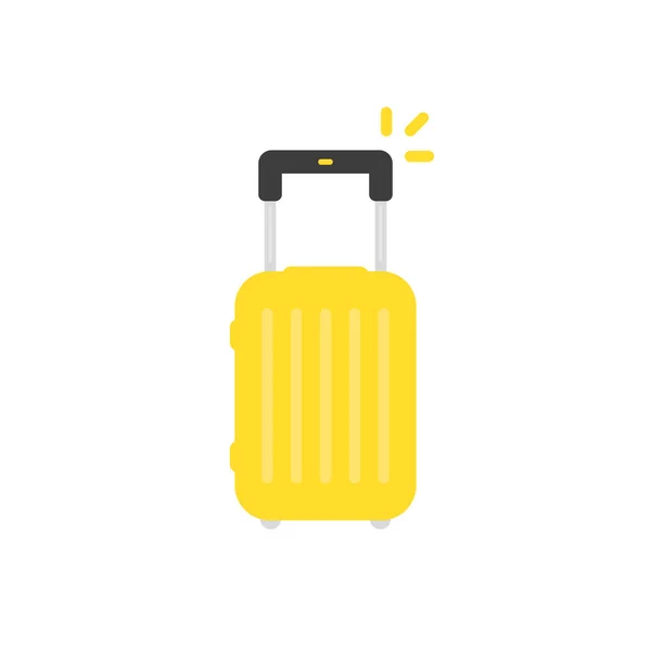 黄色旅行箱 白色隔离 平面风格潮流现代最小夏季标志类型的平面设计 旅游或娱乐用夏季手提包概念及海上游轮旅行箱 — 图库矢量图片
