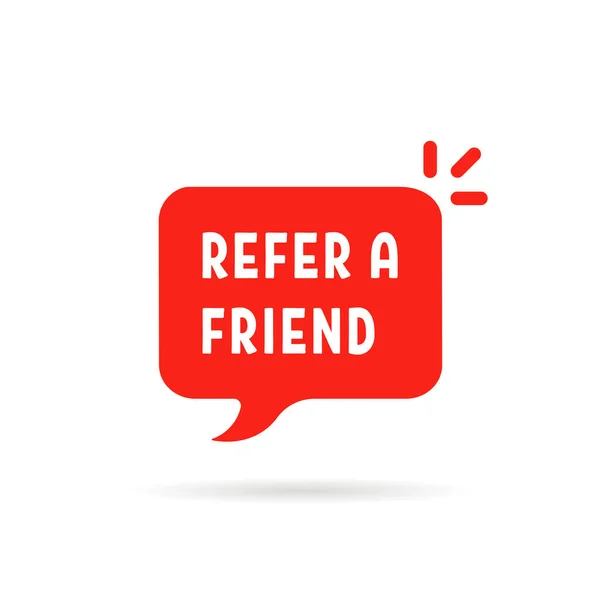 Red Refer Friend Cartoon Bubble Concept Attract New Customers Recommendation — Stock Vector