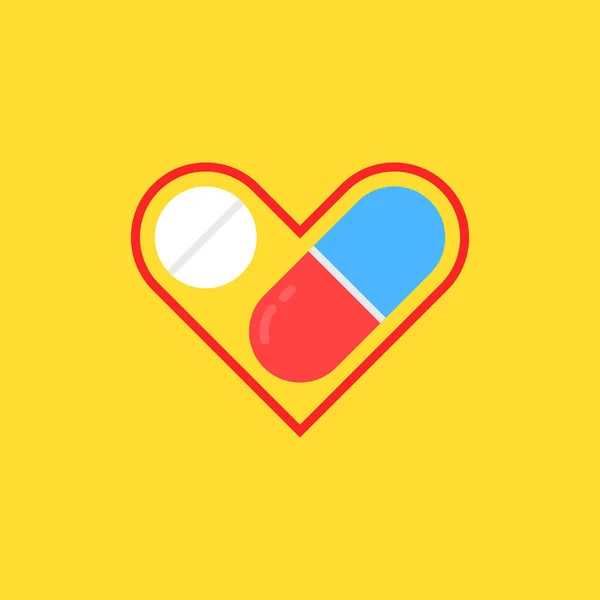 Medicamento Para Logotipo Lineal Del Corazón Concepto Paciente Rescate Ataque — Vector de stock