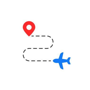 Seyahat güzergahı gibi basit bir simge. Gidiş ve gidiş ya da varış işareti kavramı. düz trend modern minimal yeni yolculuk logotip grafik sanat tasarımı beyaz arkaplanda izole