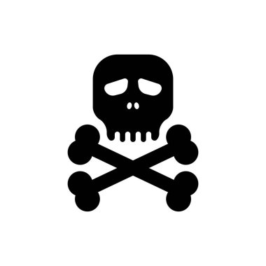 Basit bir kafatası ikonu. Düz stil trend modern çapraz kemikler logottip grafik sanat elementi beyaz arka planda izole edildi. Tehlike ya da zehirlenme işareti gibi asgari rozet kavramı