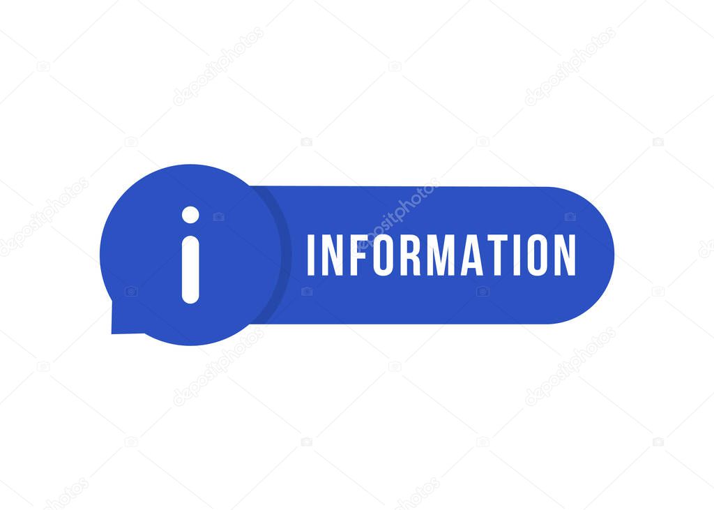 Color information bubble isolated on white. flat cartoon style trend modern minimal inform or guide logotype graphic big ui design element. concept of expert hotline and frequently asked questions