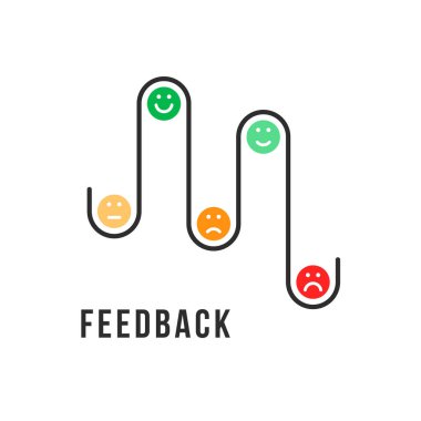 different emotions smiles like feedback. cartoon flat modern communication logotype graphic web design isolated on white background. concept of range ratings or information of consumer reaction