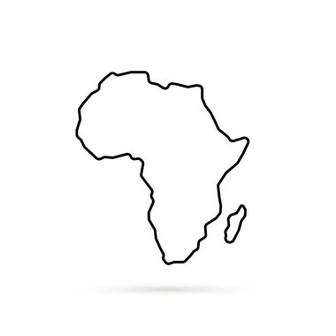 Gölgeli siyah ince çizgi Afrika haritası. Lineart basit tarz trend modern logottip grafik tasarım elementi beyaz arkaplanda izole edildi. Afrika kıtasının asgari sınır kavramı