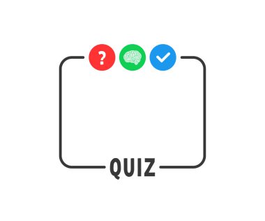 Soru oyununun şablonu gibi basit bir çerçeve. Okul duyurusu ya da kolay piyango konsepti. düz minimal eğilim modern quizz logotype grafik mobil uygulama tasarım ögesi beyaz arkaplanda izole