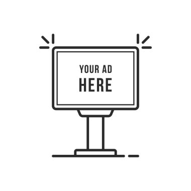 Basit ince çizgi şehir lambası standı ya da totem. düz doğrusal stil trend modern grafik logo tasarımı beyaz arkaplan üzerinde izole. Reklam panosu ve şirket reklam duvarı konsepti