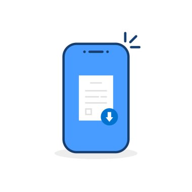 Karikatür cep telefonundan pdf dosyası indir. Doküman kitapları ve daha fazlası gibi dosyaları telefonunuza yükleme kavramı. düz basit biçim eğilimi modern logottip grafik tasarımı beyaz arkaplan üzerinde izole