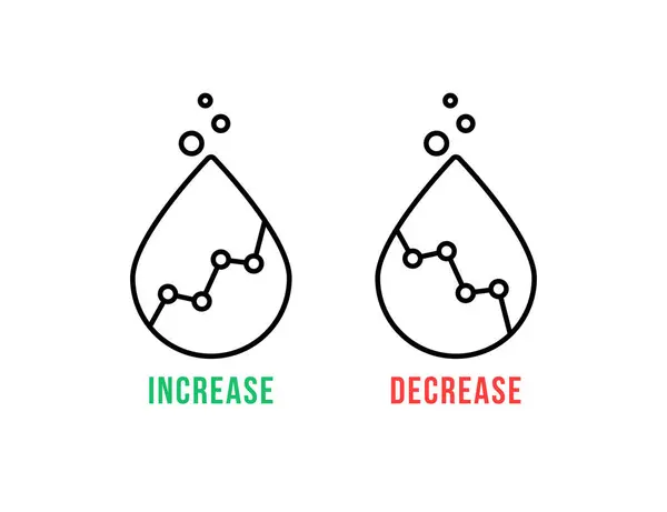 Lineáris Növekedés Olajárak Csökkenése Lapos Vázlat Modern Logotípus Grafika Infografika Design Illusztráció Elem Elszigetelt Fehér Pénzügyi Spekuláció Globális Glut Opec Fogalma