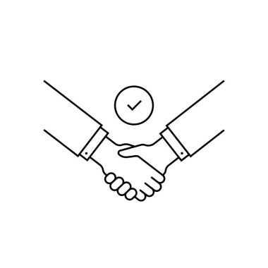 El sıkışarak verilmiş sözler. Düz ince çizgi eğilimi modern inme çözünürlüğü logotip grafik çizgi sanat tasarımı beyaz arka planda izole. Başarı konsepti, selamlama işareti ve mükemmel bir iş