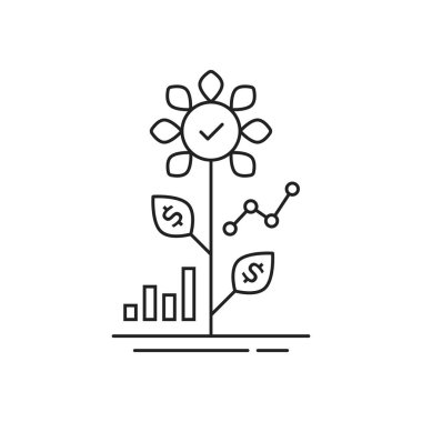 Bitkiyle gelir ya da mevduat artışı. Felç düz trend modern yatırım ya da logottip grafik tasarım çizimi başlat beyaza izole edilmiş. Finans hesabı veya maaş ve bütçe büyümesi kavramı