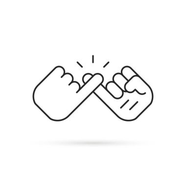 Küfür ikonu gibi ince çizgi serçe parmağı sözü. Vuruş stili trend modern logottip grafik çizgi sanat tasarımı beyaz arka planda izole edilmiştir. Güven ya da küçük parmaklı arkadaşlık kavramı