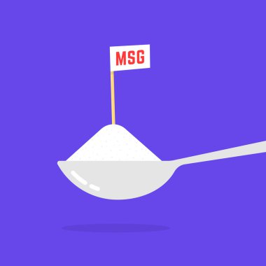 spoon with msg or monosodium glutamate. flat cartoon style trend modern logo graphic design element. concept of flavor enhancer clipart