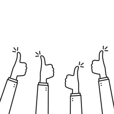 Doğrusal başparmaklı olumlu geri bildirim. düz basit çizgisel trend modern felçli grafik başparmak tasarım elementi beyazda izole edildi. İyi ya da süper motivasyon, güven ya da topluluk kavramı