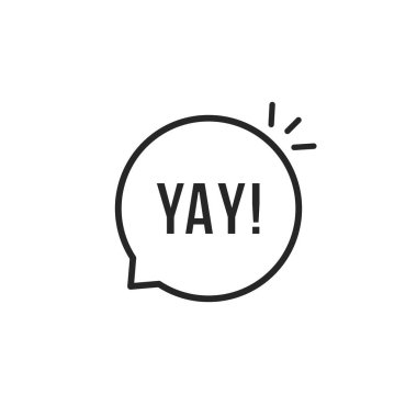 Yaşasın ikon gibi ince bir çizgi. Düz hatlı stil trend modern logottip grafik tasarım ögesi beyaz arkaplanda izole edildi. Ünlem kavramı ya da sevinç çığlığı ve olumlu ifade