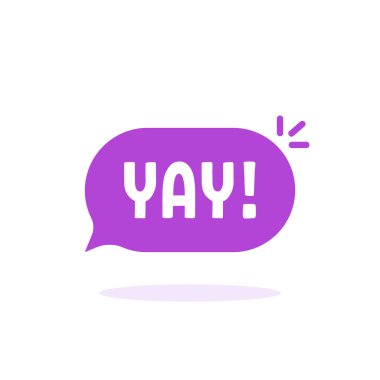 Yaşasın gibi renkli konuşma balonu. düz çizgi film tarzı trend modern logottip grafik tasarım ögesi beyaz arkaplanda izole edildi. Ünlem kavramı ya da sevinç çığlığı ve olumlu ifade