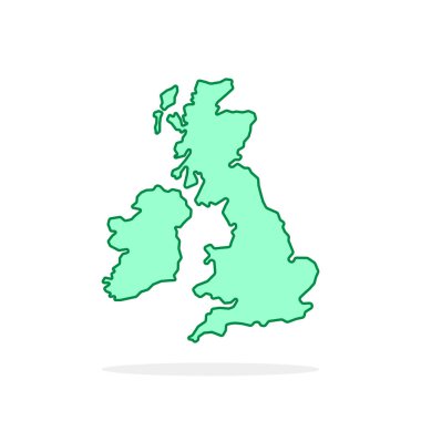 Yeşil çizgi film doğrusal uk haritası basit simge. Minimum düz stil trend modern logottip grafik sanat tasarımı beyaz arka planda izole edilmiştir. Birleşik Krallık sınır sembolü ve Avrupa ülkesi kavramı