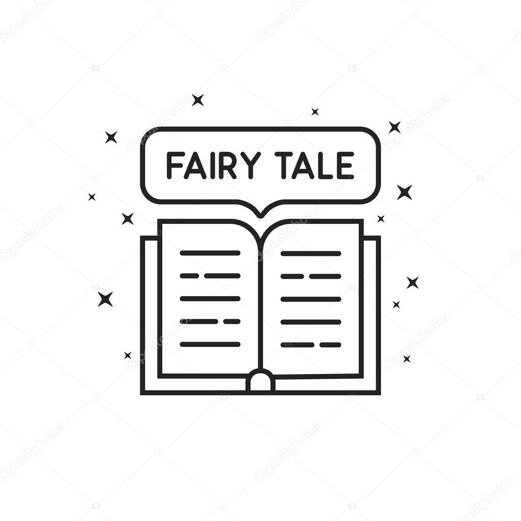 Simple thin line fairy tale icon. concept of fancy fairytale or textbook sign and childish literature. linear flat style trend modern lineart logotype graphic stroke art design isolated on white