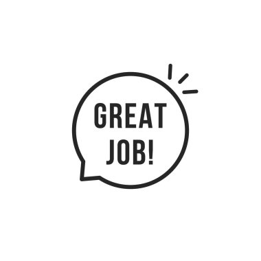 İnce çizgi siyah baloncukla harika bir iş çıkardın. düz doğrusal stil trend modern logottip grafik tebrik kartı tasarım elementi beyaza izole edildi. Müşteri değerlendirmesi ve teşvik veya teşvik kavramı