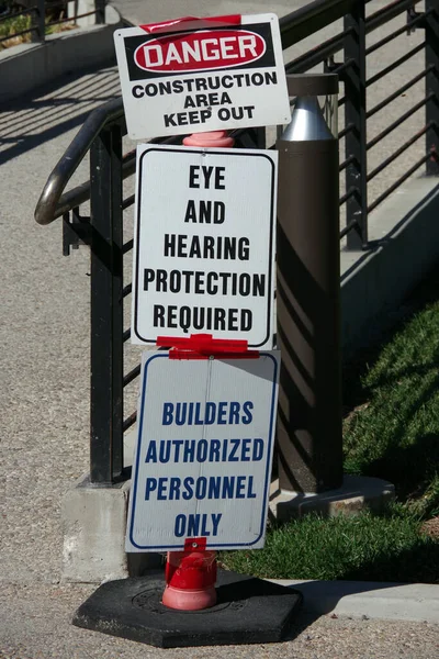 Panneaux Sécurité Sur Chantier Construction — Photo