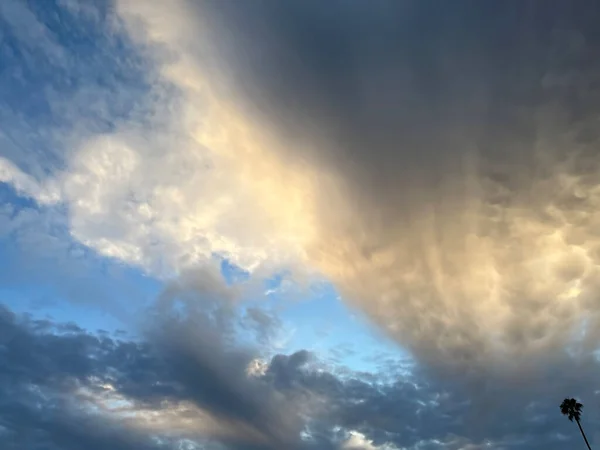 Vivid cloud pattern and evening sunlight