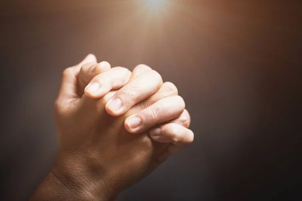 Христианская Религия Кризис Христианской Жизни Молитва Богу Женщина Молится Бог — стоковое фото