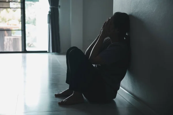Esquizofrenia Con Concepto Depresión Solitaria Triste Salud Mental Mujer Deprimida — Foto de Stock