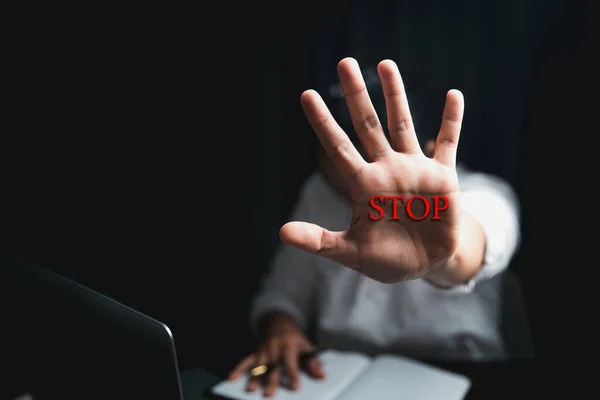 Arrêter Violence Harcèlement Milieu Travail Patron Employeur Harcelé Sexuellement Une — Photo