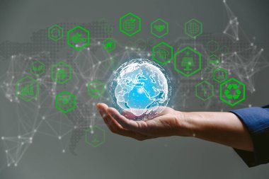 Sürdürülebilir CO2 kavramları geliştirmek ve küresel ısınma ve iklim değişikliğini sınırlamak için düşük CO2 emisyonları ve karbon ayak izi azaltmak. sürdürülebilir çevre yönetimi, yenilenebilir enerjiden sera