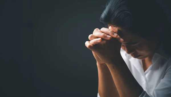 Crise Vida Católica Cristã Oração Deus Mulher Orar Deus Para — Fotografia de Stock