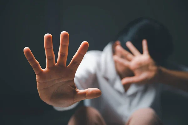 Stop Violence Women Concept International Women Day Female Hand Raised — Stock Photo, Image