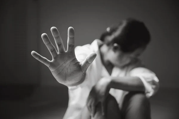 Schwarz Weiß Bilder Vom Konzept Stoppt Gewalt Gegen Frauen Dem — Stockfoto