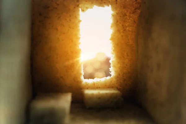 Croce Crocifissa Con Grotta Tunnel Tomba Dove Collocato Suo Corpo — Foto Stock