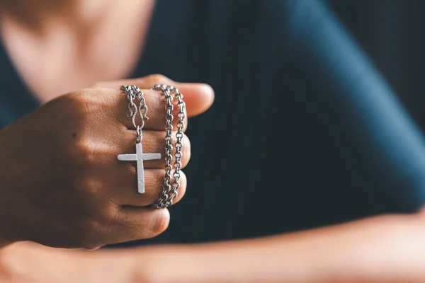 Çarmıha Gerilmiş Hıristiyan Kadın Katolik Din Maneviyat Inanç Inanç Umut — Stok fotoğraf