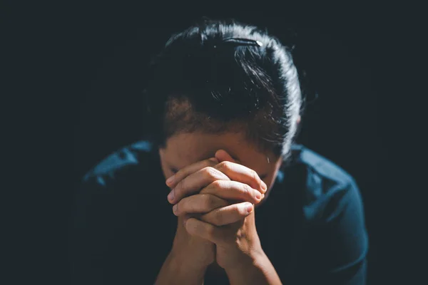 Vida Cristiana Crisis Oración Dios Mujer Rezar Para Que Dios —  Fotos de Stock
