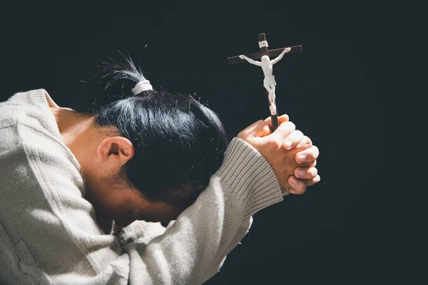 Crise Vida Cristã Oração Deus Mulher Rezar Para Que Deus — Fotografia de Stock