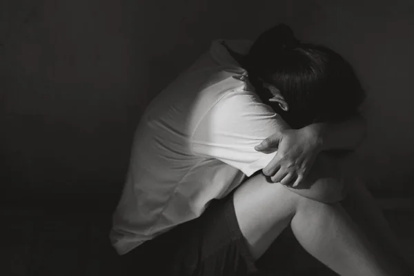 Концепция Сексуального Насилия Прекращение Изнасилования Женщин Международный Женский День Грустная — стоковое фото