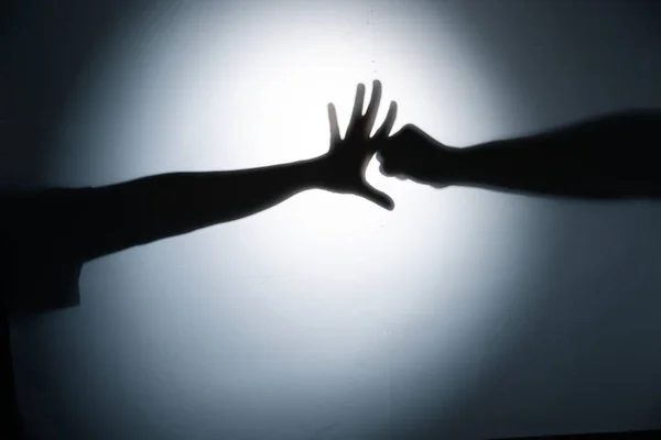 Silhouettes Quarreling Parents White Background Domestic Violence Concept — Stock Photo, Image